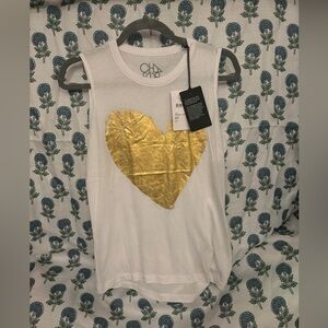 NWT Chaser white with gold heart tank top size xs
